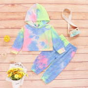 2Pcs Long sleeves Tie-Dyed Toddler Baby Girl Clothes