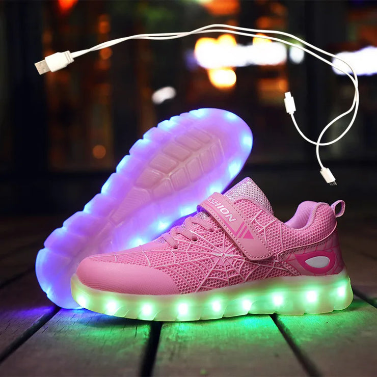 High Quality Light Up Shoes Led Kids Sneakers for Boy girl Lighted USB rechargeable children Luminous Shoe with 7 color