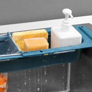 Telescopic Sink Shelf with 50pcs Filter Nets Soap Sponge Drain Rack Expandable Drainer Sink Tray Holder Adjustable Drain Basket