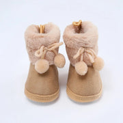 Baywell Winter Furry Snow Boots - Soft Sole First Walkers Shoes for Baby Girls 0-18 Months