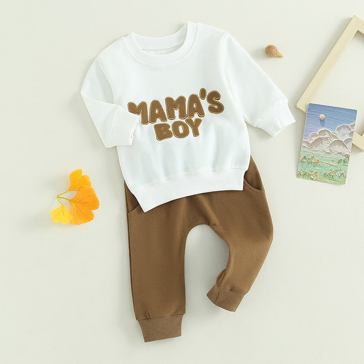 Autumn Baby Boys Clothes Kids Children Tracksuit Fashion Letter Embroidery Long Sleeve Sweatshirt Tops Drawstring Pants Clothing