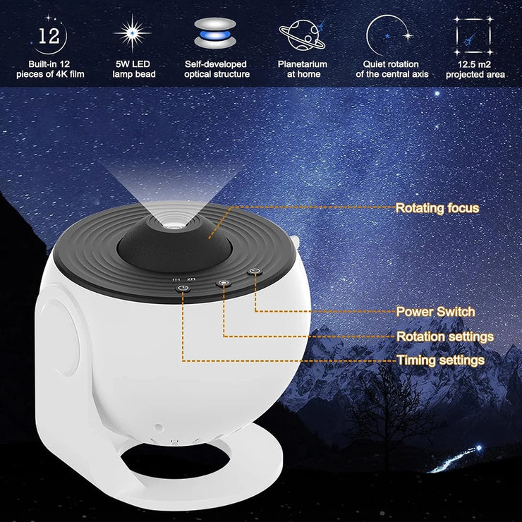 Star Projector Galaxy Light 12 in 1 Planetarium 360° Rotating Aurora Night Light Lamp for Bedroom Starry Sky Kids Adult Gift