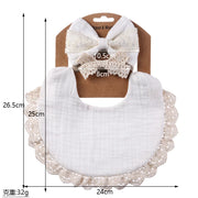 3Pcs/Set Solid Muslin Cotton Bamboo Baby Bib Tassel Lace Boy Girl Feeding Drool Saliva Towel Burp Cloth Adjustable Infant Scarf