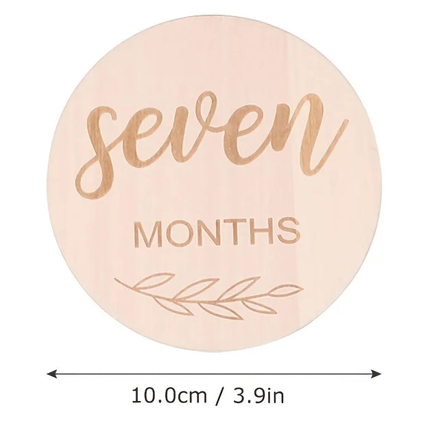 Wooden Baby Monthly Milestone Photo Cards, Double Sided Photo Prop Milestone Discs, Baby And Pregnancy Growth Announcement Cards