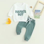 Autumn Baby Boys Clothes Kids Children Tracksuit Fashion Letter Embroidery Long Sleeve Sweatshirt Tops Drawstring Pants Clothing