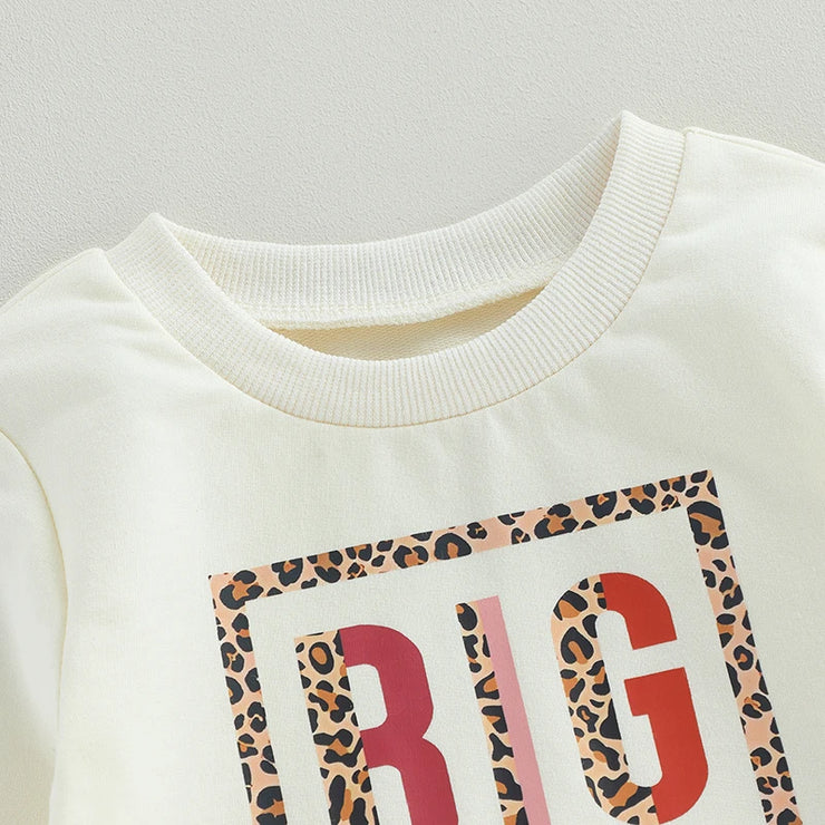 Citgeett Autumn Kids Toddler Girls Sweatshirts Long Sleeve Leopard Letter Print Loose Pullovers Fall Tops Clothes