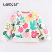 Cotton Floral Print 2023 Spring Autumn New Children Sweatshirts Girls Casual Pullover Toddler Wear Tops Kids Clothing For 1-8Y