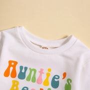 0-18M Newborn Infant Baby Girl Outfit Aunties Bestie Bubble Long Sleeve Romper Sweatshirt Jumpsuit Clothes