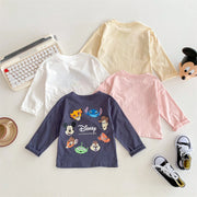 New Long Sleeve T-shirt Printed Cartoon Mickey Kids Girl Base Shirt Crewneck Pullover Tops Children's Clothes Blouse