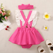 Infant/Toddler Summer Fashion Pink Creeper Dress Including Hair Accessories