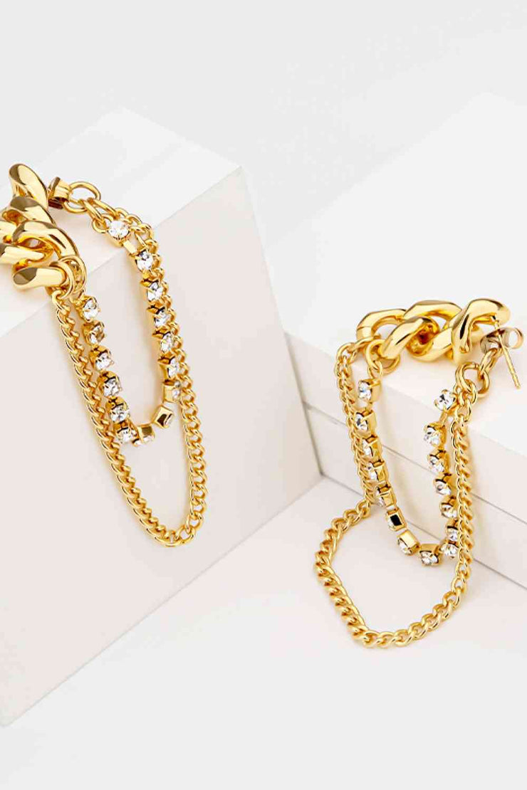Rhinestone Copper Chain Earrings